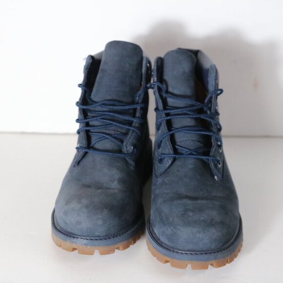 Timberland 6 Inch Lace Up Kids Boots 4.5 Blue Suede Shoe - Picture 3 of 7